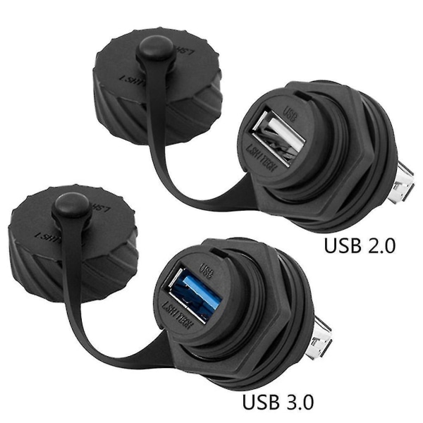 USB 2.0 3.0 honuttag Plugg Panelmonterad Adapter Direkt vattentät kontakt med cap