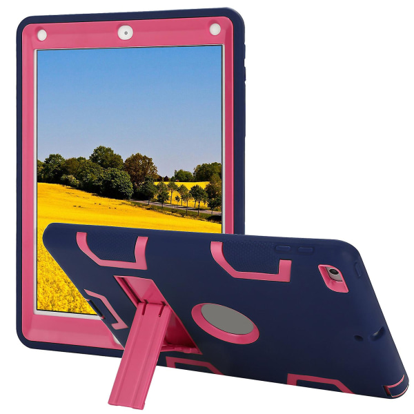 Støtsikkert beskyttelsesdeksel Hybrid Silicon Armor Stand for New Ipad 9.7\" 2018 Rose