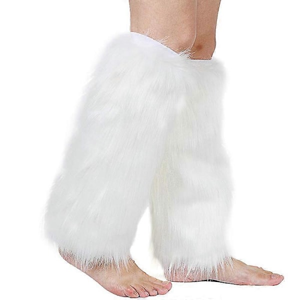 1 Pari Leg Warmers Tekokarvainen Pehmeä Polvenkorkea Paksu Seksikäs Pitää Lämpimänä Yksivärinen Syksy Talvi Naiset Saappaat Sukat Kotiin JIKAIX white