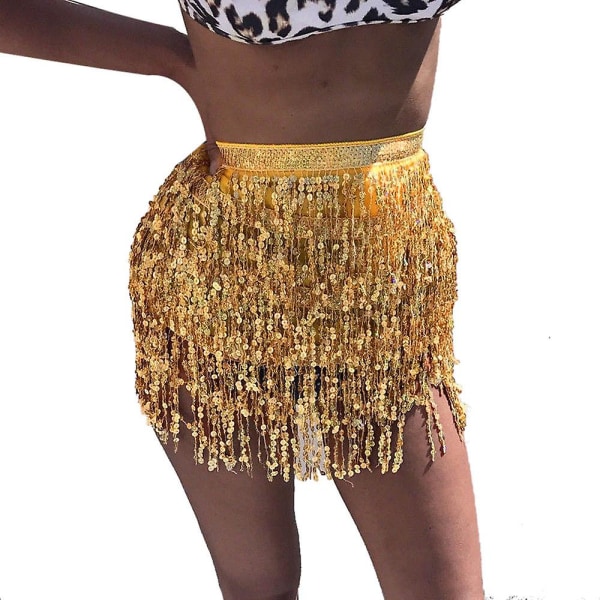 Kvinnors Sequin Magdans Klänning Tassel Wrap Kjol Club Minikjol