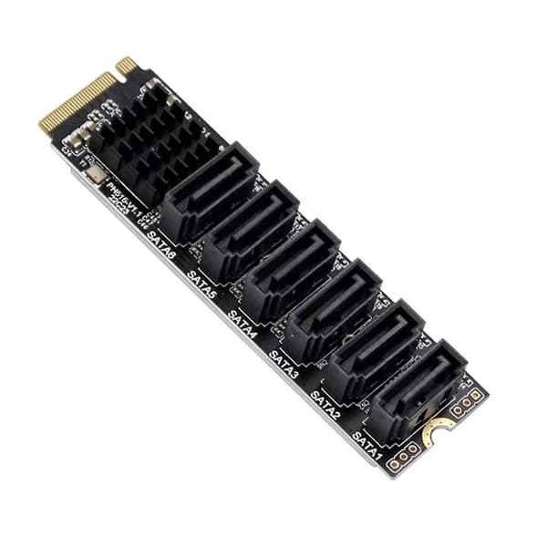 M2 M-key Pcie 3.0 til Sata Adapterkort 6 Port Sata Controller Udvidelseskort