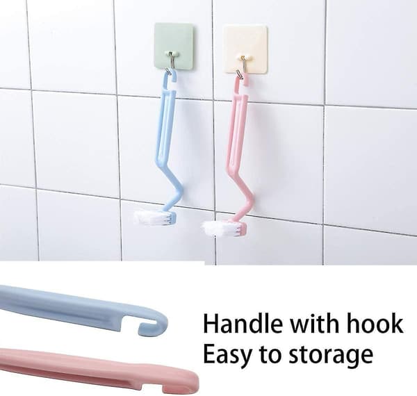 8\" V-formad Toalettborste i Plast (blå, grön, röd, 3-pack)