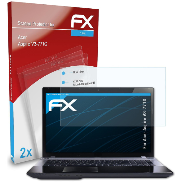 atFoliX 2x Schutzfolie Compatibel Acer Aspire V3-771G Displayschutzfolie klar