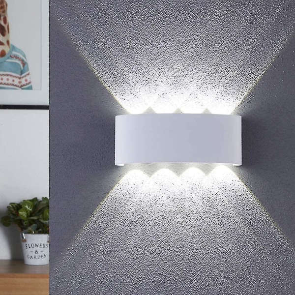 8w LED væglampe - Indendørs udendørs væglampe Ip65 Justerbar op og ned vægbelysning Hvid til hjem soveværelse stue gang trappe
