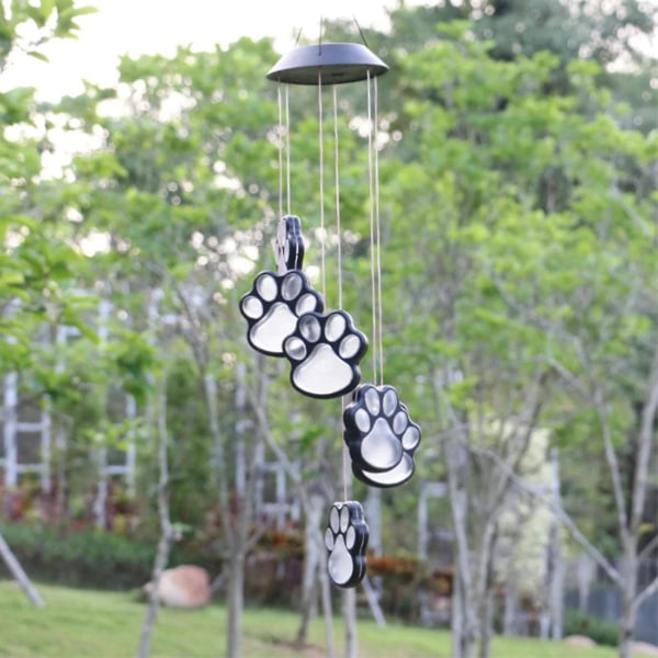 Vindklokke Windchimes Solar Lampe Gave Flerfarvet Holdbar Pet Pawprint Creative Home Decor