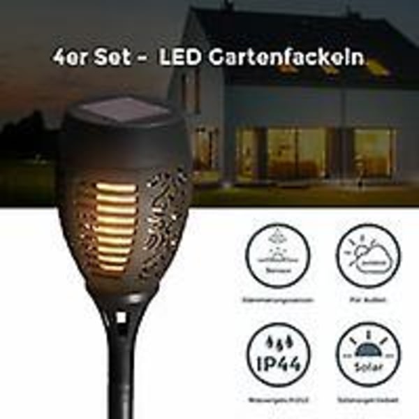 X Solar LED-lanterner I IP44 I Automatisk tænd/sluk I LED-havelampe I Flammelys I Solcellelys