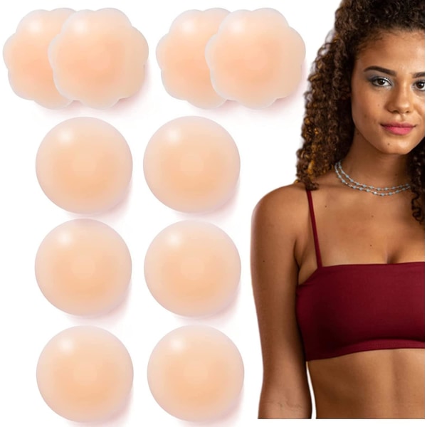 5 par brystvortebetræk til kvinder genanvendelige - selvklæbende silikone brystvorter