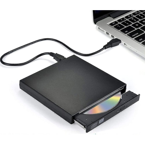 Eksternt cd dvd-drev, Blingco Usb 2.0 Slim Protable eksternt cd-rw-drev Dvd-rw-brænder-brænderafspiller til bærbar notebook pc stationær computer, sort11