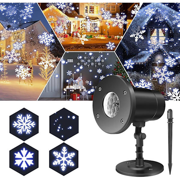 Jul Snöflinga Projektor Ljus - Led Snöflinga Ljus
