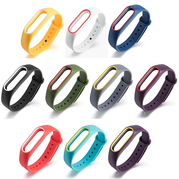 Svettebestandig armbåndsrem for Mi Band 2 tofarget justerbare silikonbånd