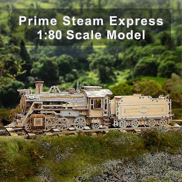 Træ Mekanisk Tog Model Kits 3d Køretøj Puslespil Læringsrige Samlesæt Legetøj