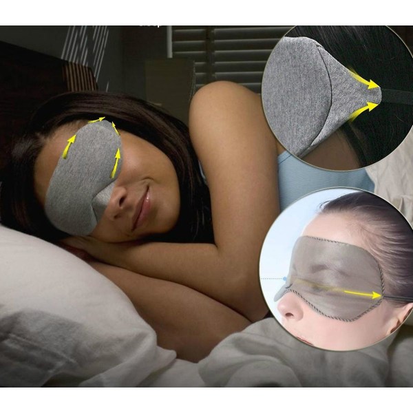Grå sömnmask - Sömnmask för män och kvinnor, Anti-Light Sleep Mask med modern design, Soft och C