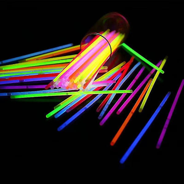 Festartikler, 8-tommer lyspinde, 100 stk., i mørket, festgaver, neon, halskæder, lysarmbånd med stik - Leur Part Supplies -