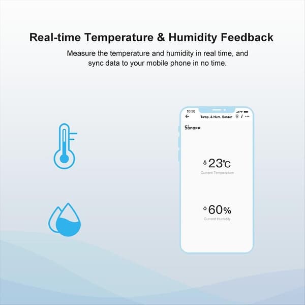 Sonoff Snzb-02 Zigbee Smart Temperatur- og Fuktighetsensor Innendørs Termometer