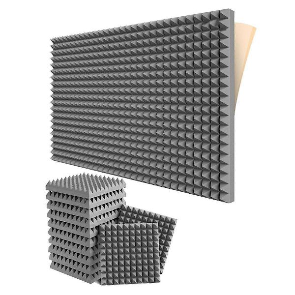 24 Pakk Selvklebende Lyddempende Skumpaneler 2 Tommer X 12 Tommer X 12 Tommer Akustiske Paneler, for Hjemmestudio