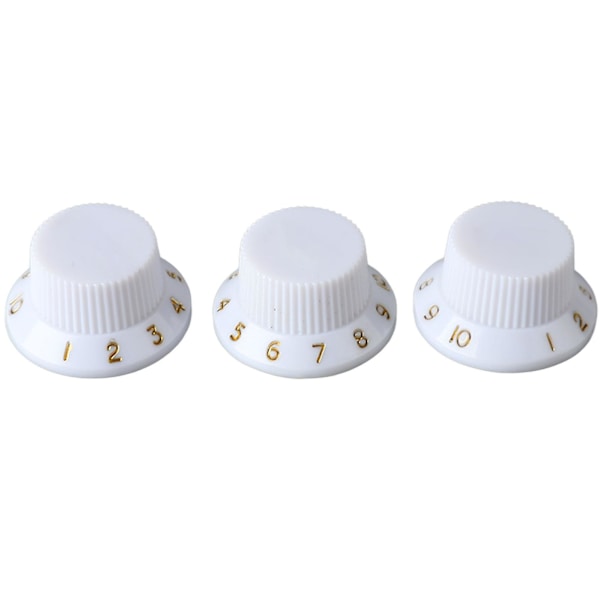 Elektrisk guitar bas tone volumen kontrolknap udskiftning - 3 stk potentiometer drejeknapper, hvid knap med guld bogstaver