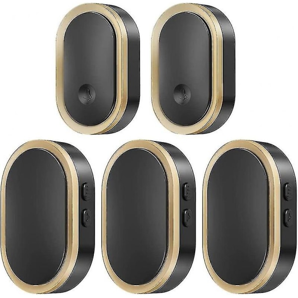 Black Friday trådløs dørklokke sæt, Ip55 vandtæt trådløs dørklokke, LED blinkende, rækkevidde på 300 meter, 2 sendere + 3 modtagere, 36 ringetoner,