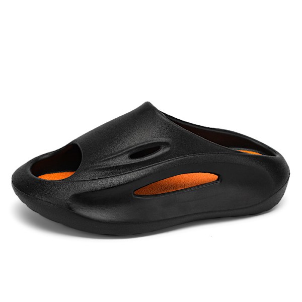 To-tone tøfler for menn, tykke såler, to-tone rett dra, utendørs strandslippers, casual og fasjonable EVA-tøfler 9092 black orange 38-39