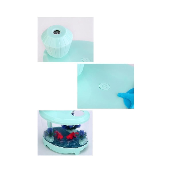 Fisketank Luftfukter Diffuser Fargerik Nattelys DC5V USB Mini Mist Maker 460ml Vann Diffus