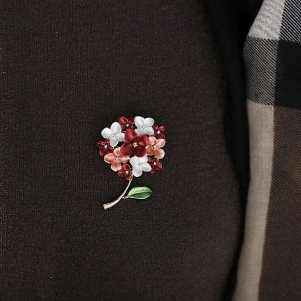JUSCH Enamel  Lilac Flower Brossi Naisille Kaulus Hortensia Häät Brossi Pins------Punainen,WZ-668R