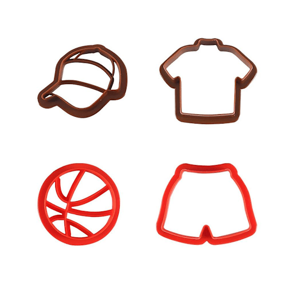 4 st basketboll tyg serie kexformar plast kakskärare formar