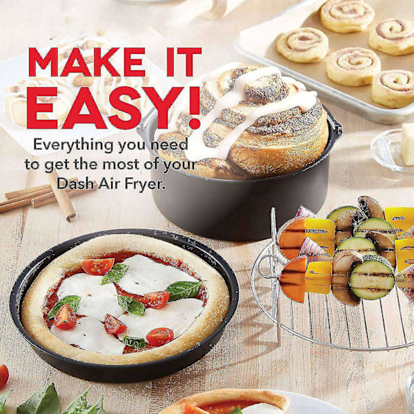 4 stk. Airfryer Tilbehør 6 tommer Passer Kompatibel Airfryer 2.3-3.2qt Bagekurv Pizzaplade Grillgryde K