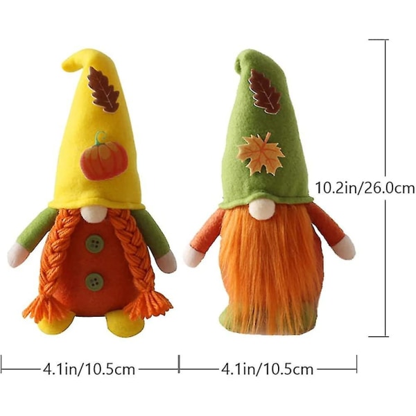 2 kpl Fall Gnomes Pehmoisia kiitospäiväkoristeita käsintehty