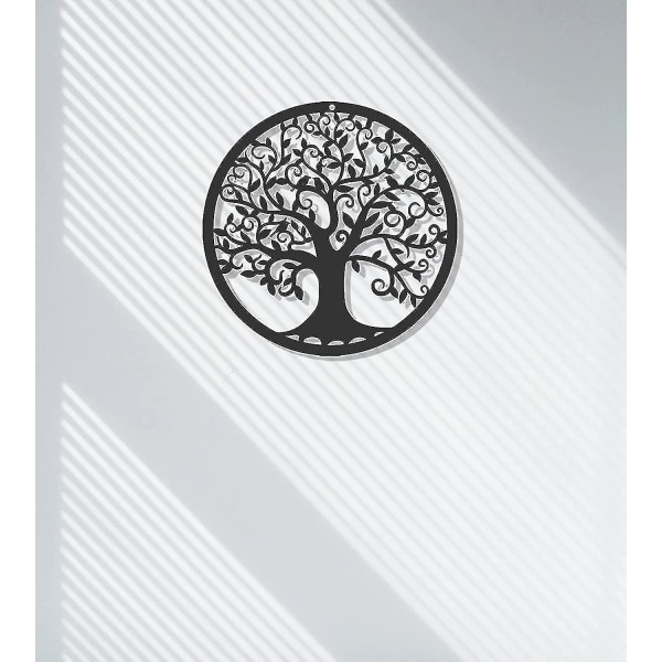 Metal Tree Of Life Veggdekor Silhuett Kunstgave Gave Innendørs Utendørs Hage Hjemmeinnredning30*30cm1stk-svart