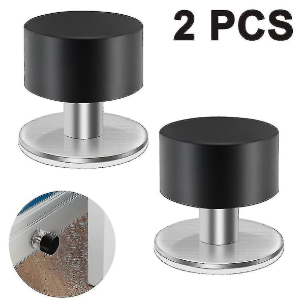 2 Pieces Self-adhesive Door Stoppers Robust Stainless Steel Rubber Stoppers Compatible With Doors With