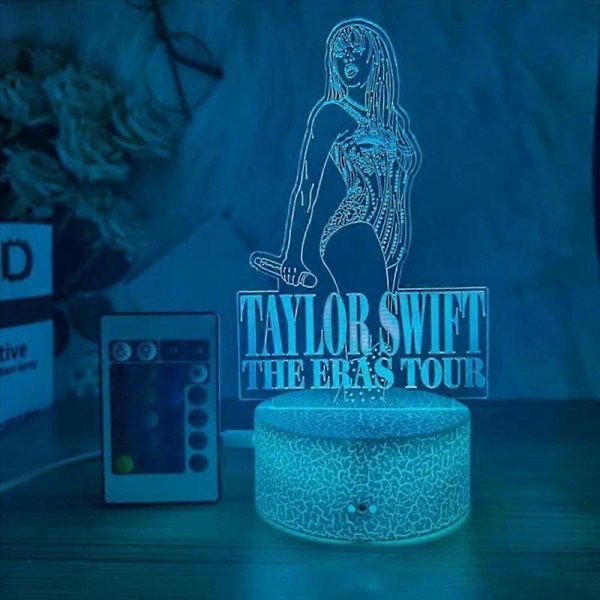 Taylor Swift 3D LED Natlampe med 7 Farveskiftende Berøringsstyring Bordlampe Hjem Værelse Bord Dekoration Gave c