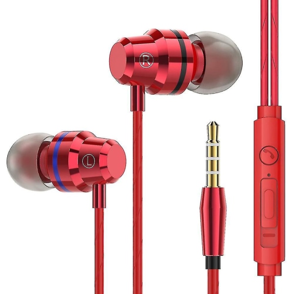 M5 3,5 mm hörlurar Stereo Deep Bass In-ear Metal Headset med Mic Line Control