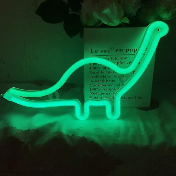 Neonvalo, Dinosaurus-koristelamppu, seinätaidekyltti lapsille
