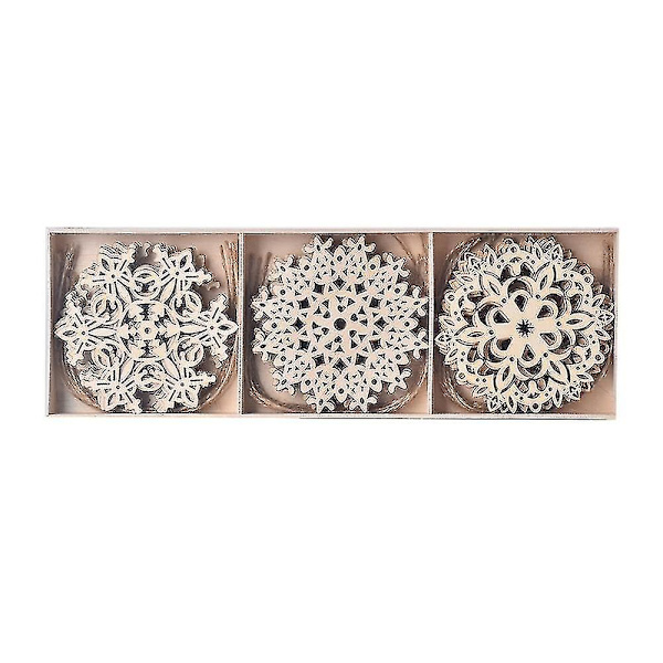 Träsnöflingor Ornament Rustik Juldekoration DIY Hantverk