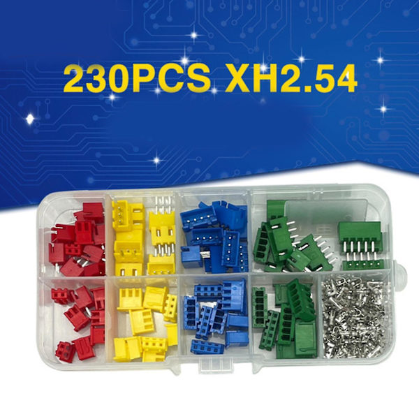 230 stk. 2,54 mm 2p 3p 4p 5p hun- og han-stikterminaler