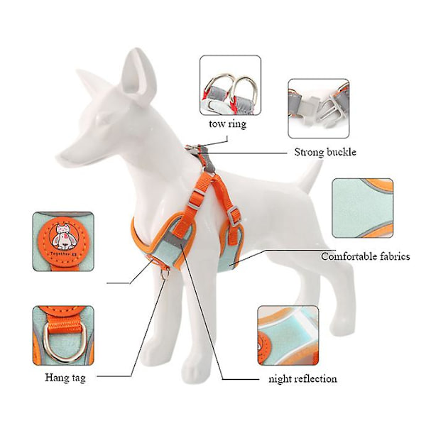 Säädettävä lemmikkiliivi ja talutushihna orange xs