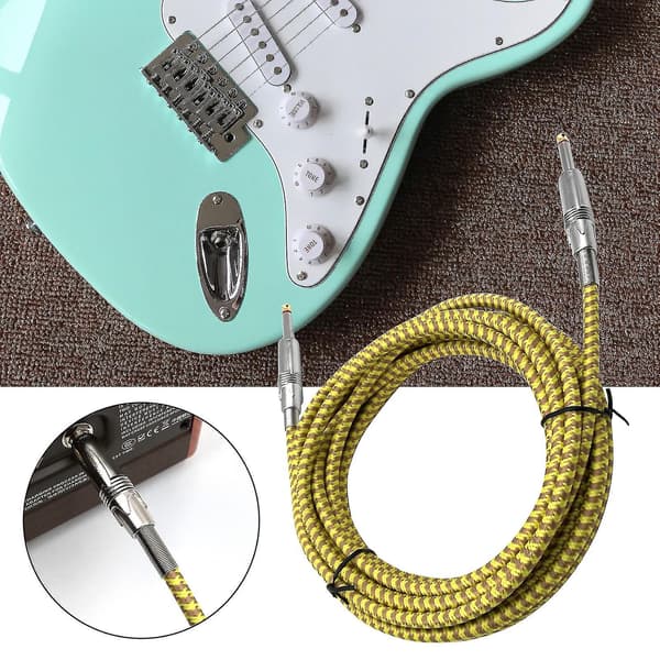 Gitarrkabel Professionell Jitterfri Signal Metallflätad Tweed Audio Instrument Gitarrkabel Kabel för Mikrofon