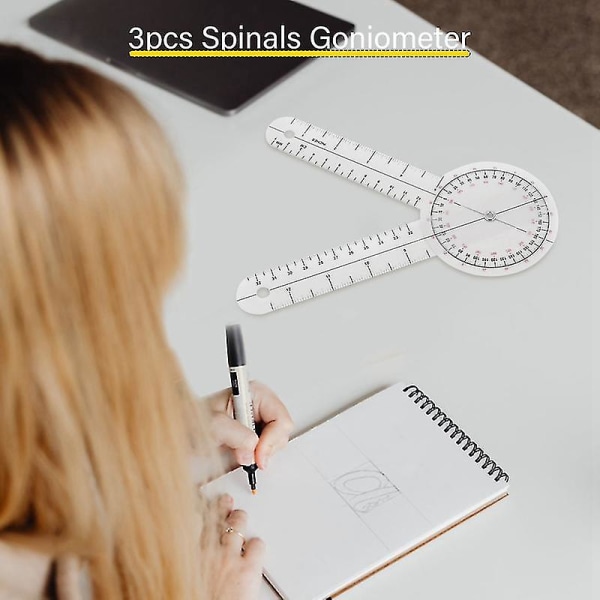 3 stk/sett Spinals Goniometer Protractors Userful Multi-ruler Goniometer Vinkel Spinal Ruler 360 Grader