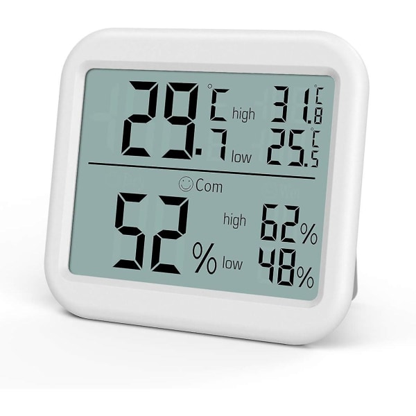 Digital termohygrometer, stor inomhus-lcd-termometer, temperaturfuktighetsmätare med min/max rekord, / switch, komfortmätare, idealisk för sovrum,