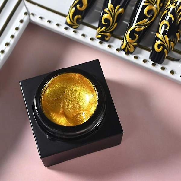 5ml Guld Stämplingsgel Nagellack Svart Vit Varnis Nagelgel Färg Rita Linje