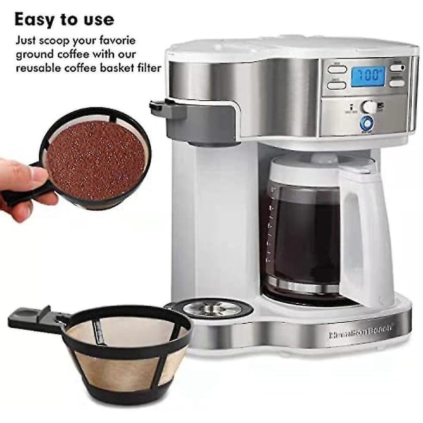 Gjenbrukbart kaffekurvfilter kompatibelt Hamilton Beach 2-veis Brewer Coffee Maker-modeller 49980a, 49980z, 47650, 49933