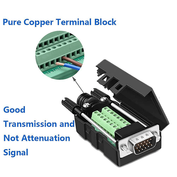 4-pakker VGA DB15 3-raders loddefrie hann/hunn hurtigkoblinger, 3+9 D-SUB 15-pins portterminaler