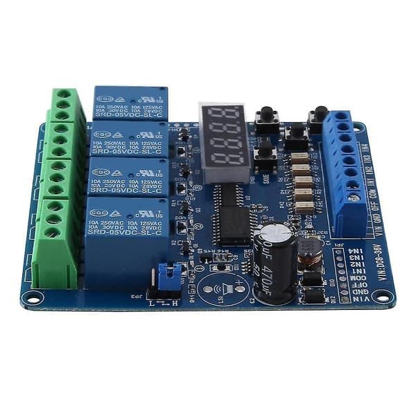 Dc 8v-36v 4-kanals Multifunksjons Relémodulbrett Med Optocoupler Selv-låsing Tidtakerrelé