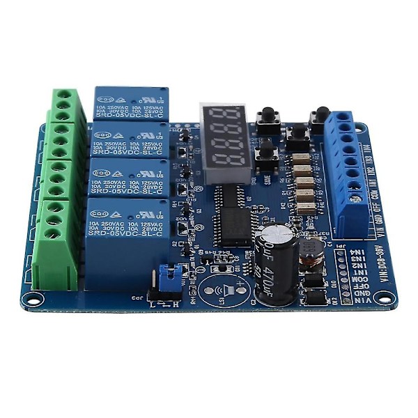Dc 8v-36v 4-kanals Multifunktionsrelæmodulplade med Optocoupler Selvspærrende Timing Relæ