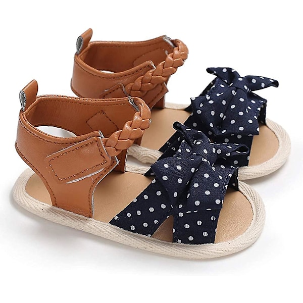 Spedbarnsandaler for sommeren, pustende og sklisikre, for gutter og jenter, myke såler, nyfødte førstegangssko e-bowknot 12-18 months infant
