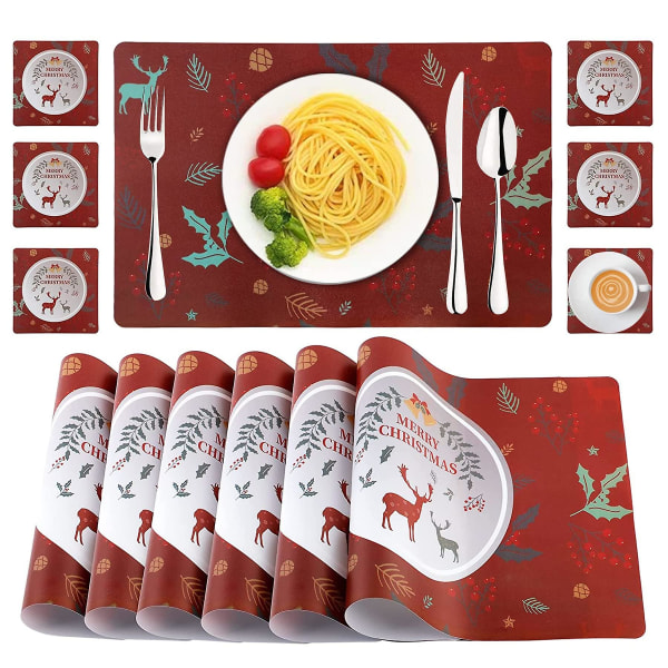 Christmas Placemats, 12 Pieces Christmas Placemats And Coasters