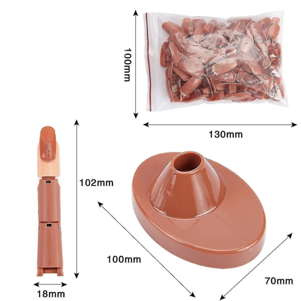 Negleøvelsesfingre for akrylnegler, justerbare falske fingre med akrylbase 100 stk.