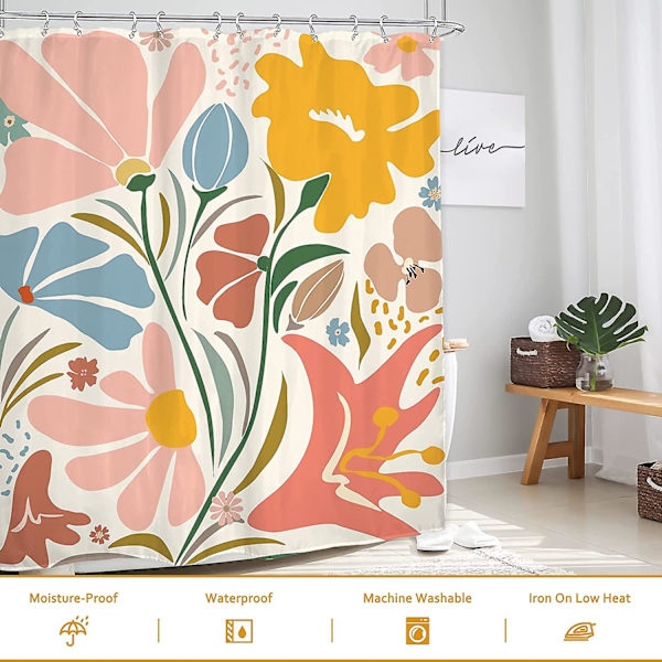 Abstrakti Kukka Suihkuverho 60wx72l Tuumaa Boho Kukat Esteettinen Nykyaikainen Matisse Kylpyhuone Verhot Set Moderni Vintage Kylpy Tarvikkeet Taide Ho