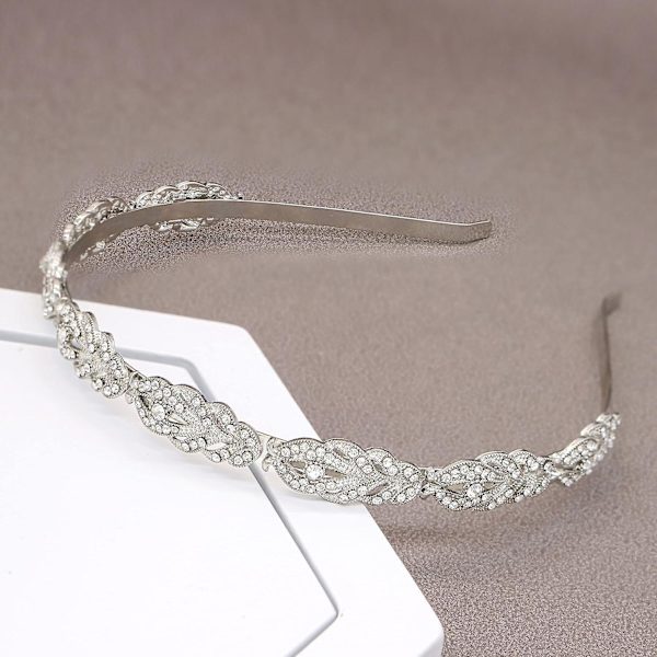 Rhinestone Crystal Bröllopshuvudband, Brudhuvudbonader, Enkelt Design Brudhuvudband, Hårtillbehör För Kvinnor Flickor silver