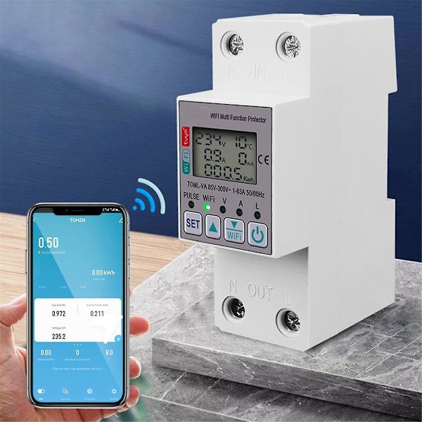 Tuya 63a 110v 220v Wifi -energiamittari Kwh -mittauskytkin Ajoitusfunktio Jännitteellä Virralla Ja L