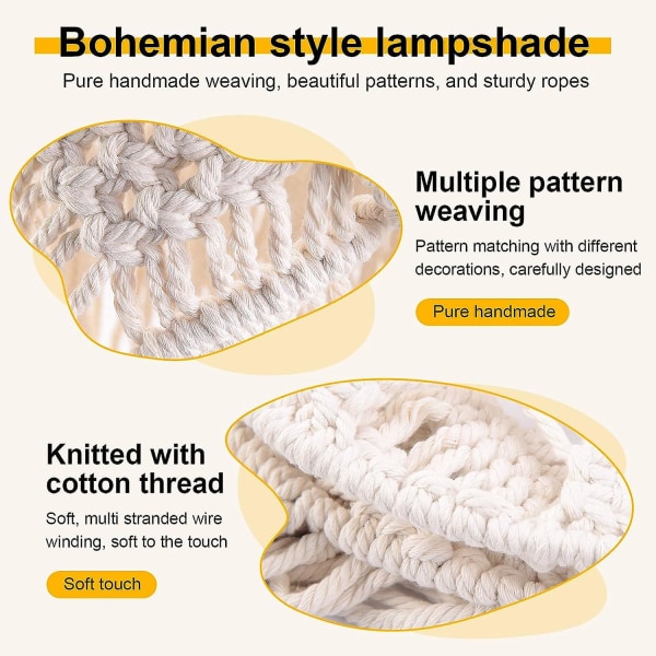 Håndlaget veggteppe lampeskjerm Makrame Boho Dekor Håndverk Teppet Bakgrunn Hodegavl Vegg Henger